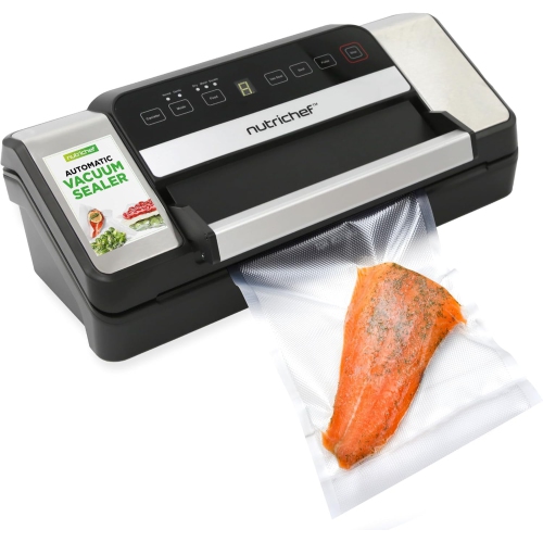 NutriChef Vacuum Sealer for Food – Dry, Moist & Pulse Modes, Dual Seal, Built-in Roll Storage & Cutter, High-Power Suction, Durable Design, Includes