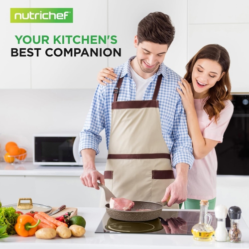 Nutrichef 22-Piece Maroon Marble Non-Stick Cookware and Bakeware Set - Professional Home Kitchen Collection with Multi-Sized Pots, Pans, and