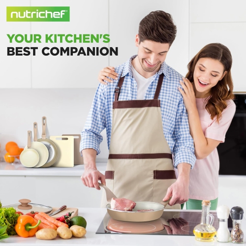 NutriChef 75-Piece Non-Stick Pots and Pans Set, Complete Ceramic Cookware Set with Bakeware, Utensils, Knife Set, & Accessories, Stain-Resistant,