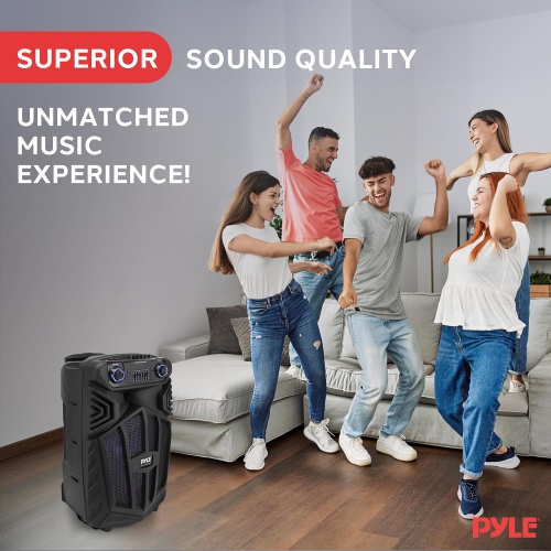 Pyle 1680W Portable Bluetooth PA Speaker - 15" Rechargeable Outdoor Karaoke Party Speaker, Audio System w/Wireless Mic and Wheels, TWS, Party Lights,