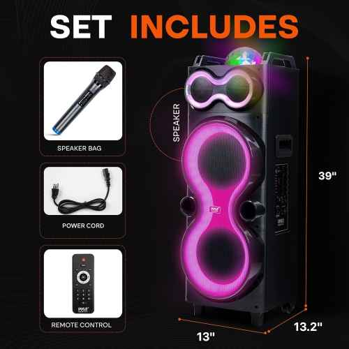 Pyle Audio Large Bluetooth Party Speaker - Big Bluetooth Speaker with True Wireless Stereo System - Enjoy Powerful Bass and Clear Treble - Big