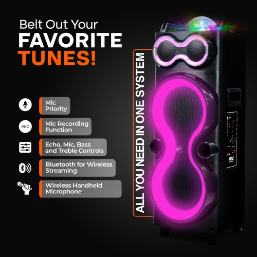 Pyle Audio Large Bluetooth Party Speaker - Big Bluetooth Speaker with True Wireless Stereo System - Enjoy Powerful Bass and Clear Treble - Big