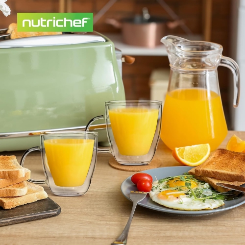 Tasses à espresso de 5,2 oz de NutriChef, tasses à café en verre à double paroi pour boissons chaudes et froides, tasses à café en verre isolées avec