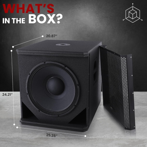Pyle 3000 Watts Box Subwoofer Speaker - Active Powered 18” inch Woofer, Loud Bass, with DSP Digital Signal Processor for Home Theater System, Pro DJ