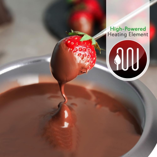 NutriChef Chocolate Melting Warming Fondue Pot - 25W Chocolate Melter 8.8 Oz Capacity - Keep Warm Dipping Function & Removable Pot - Perfect for