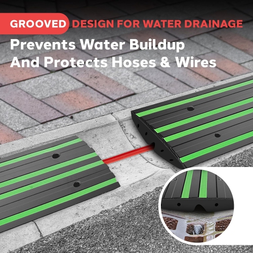 Pyle 8 ft. Rubber Curb Ramp Set, Pack of 2 Heavy Duty Non-Slip Threshold Ramps for Driveways, Garages, Sidewalks, Wheelchairs and Vehicle Access,