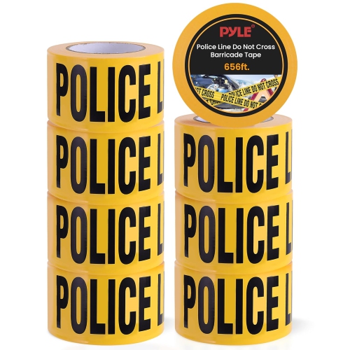 pyle 8 Pieces Safety Police Line Do Not Cross Barricade Tape Set - 656 Foot Long Tape Roll Suitable for a Wide Range of Applications, Including