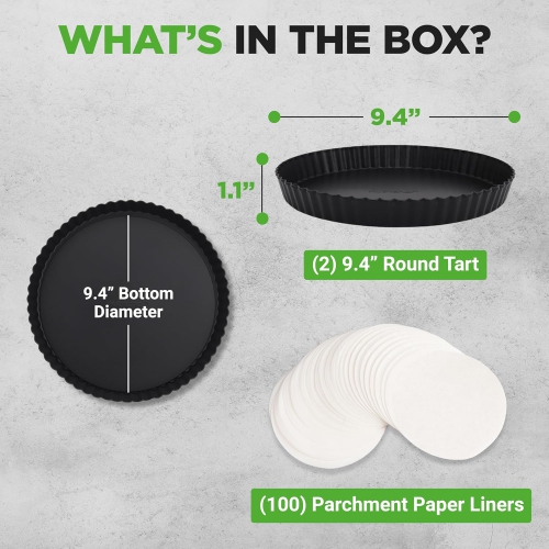 Moules à tarte ronds NutriChef 2 | Plateaux à tarte en acier au carbone de 9&nbsp;po avec base amovible | Distribution de chaleur antiadhésive et