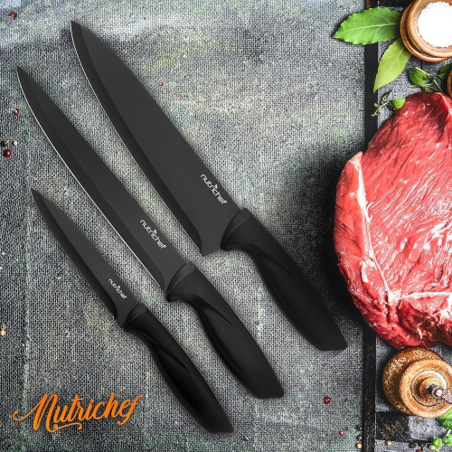 NutriChef 7 Piece Kitchen Knife Set - Stainless Steel Kitchen Precision Knives Set w/ 5 Knives & Bonus Sharpener, Acrylic Block Stand - Cutting