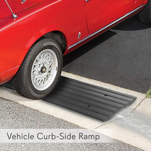 Pyle Car Driveway Adjustable Curb Ramps - 3 Pack Heavy Duty Rubber Threshold Ramp Kit Set -For Loading Dock, Garage, Sidewalk, Truck, Scooter, Bike