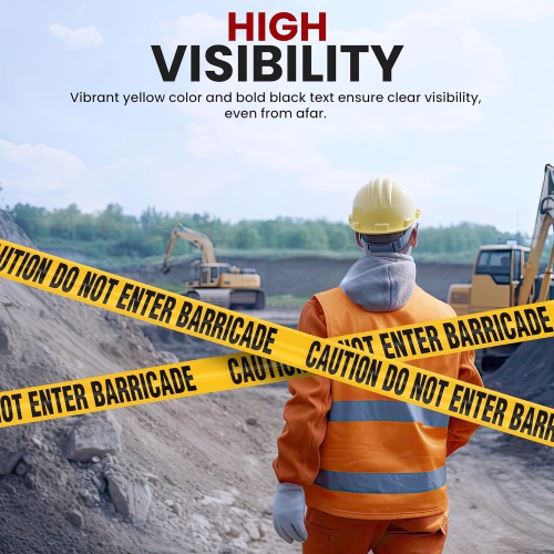 pyle 8 Pieces Yellow Caution Do Not Enter Tape Set - 656 Foot Long Tape Roll Suitable for a Wide Range of Applications, Including Roadworks, Events,