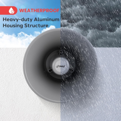 Pyle Indoor Outdoor PA Horn Speaker - 9.7 Inch 20-Watt Power Compact Loud Sound Megaphone w/ 400Hz-5KHz Frequency, 8 Ohm, 70V Transformer, Mounting