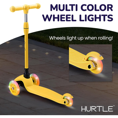 Trottinette pour enfants Mini de Hurtle - Trottinette légère à 3 roues avec roues lumineuses LED, antidérapante, plaisir intérieur/extérieur à