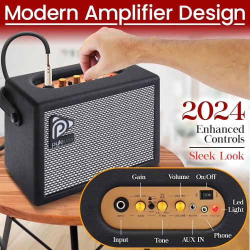 Pyle Prog Rock EG Series Electric Guitar with Amp Kit, 39" Full Size with Dual Humbucker Pickups, Low Profile Neck and Solid Paulownia Body, Premium