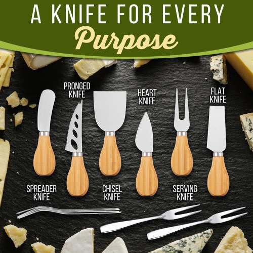 Ensemble plateau à fromage en bambou naturel de NutriChef avec tasse à condiments en prime – Très grande assiette en bois 100 % biologique Home et