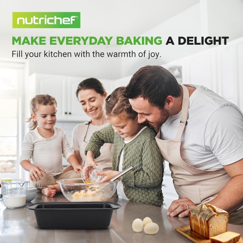 NutriChef Loaf Pans Set of 6 | Non-Stick Premium Bread Pans Quick & Even Heat Distribution | Oven Safe To 450 F | No PFOA, PFOS & PTFE | Food Grade