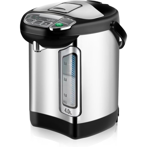 NutriChef Electric Water Boiler and Warmer - 4L/4.2Qt Stainless Steel Electric Hot Water Dispenser w/Rotating Base, Auto Shut Off, Safety Lock,