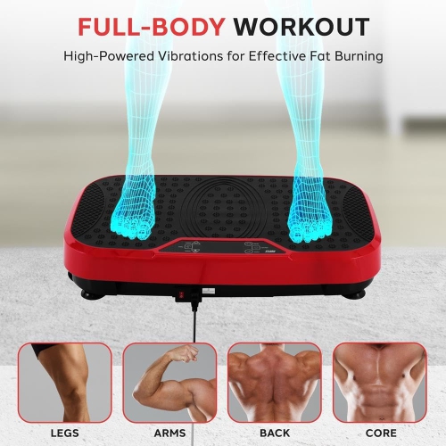 Hurtle Fitness Vibration Platform Machine Home Gym Whole Body Shaker Exercise Machine Workout Trainer Fast Weight Loss w/Resistance Bands Easy Carry