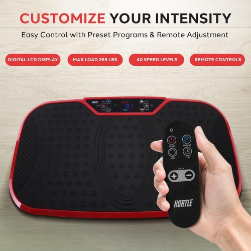 Hurtle Fitness Vibration Platform Machine Home Gym Whole Body Shaker Exercise Machine Workout Trainer Fast Weight Loss w/Resistance Bands Easy Carry