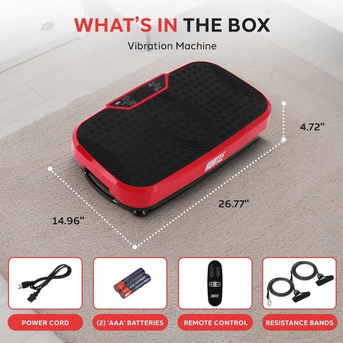 Hurtle Fitness Vibration Platform Machine Home Gym Whole Body Shaker Exercise Machine Workout Trainer Fast Weight Loss w/Resistance Bands Easy Carry