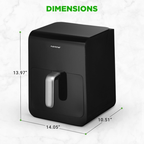 Nutrichef 6.3 QT Electric Air Fryer | 12-1 Preset Cooking Functions | Includes New Tenderizing Function | Digital Display | Transparent Window For