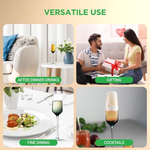 Ensemble de 2 flûtes à champagne de 9 oz de NutriChef Kitchen, soufflé à la main, verres à champagne transparents pour les fêtes, les mariages, le