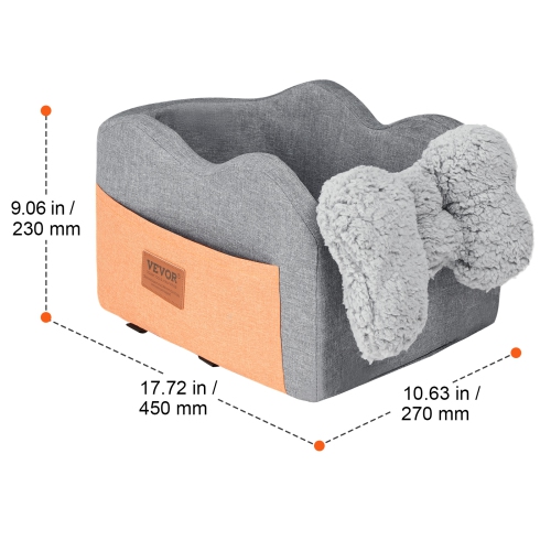 VEVOR Console Dog Car Seat, Center Console Dog Booster Seat for Small Dog, Pet Car Seat for Car Armrest with Clip-On Leash, Adjustable Straps,