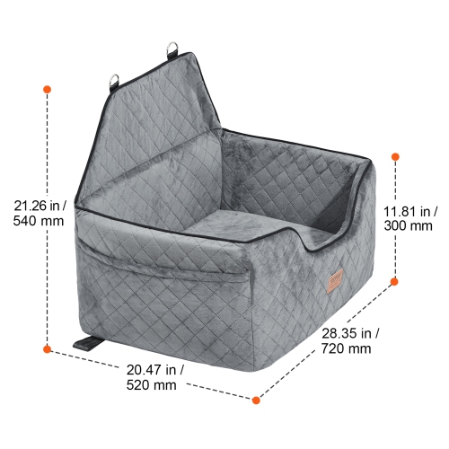 VEVOR Dog Car Seat, Dog Booster Seat for Car with A Storage Pocket, Pet Car Seat with Clip-On Safety Leash, Sponge Filling, Dog Car Bed for Medium &