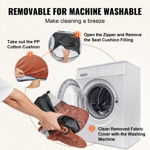 VEVOR Dog Car Seat, Waterproof Dog Booster Seat for Car with Side Handles and A Storage Pocket, Clip-On Safety Leash and PP Cotton Filling, Car Bed