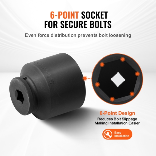 VEVOR Axle Nut Impact Socket Set, 1/2" Drive 6-Point 4-Piece SAE Spindle Nut Socket Set, CR-MO Heat Treated Large Socket Set with Storage Case,