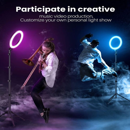 12" Ring Light with Stand 72" Tall & 2 Phone Holders,38 Color Modes Selfie LED Ring Light with Tripod Stand for iPhone/Android,Big Ring Light for