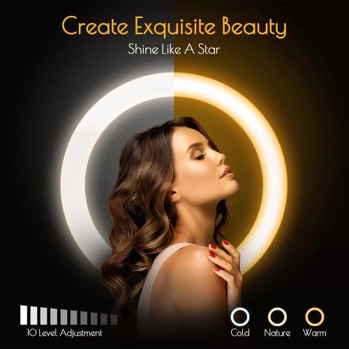 12" Selfie Ring Light with 63" Tripod Stand, Dimmable LED Ring Light with Phone Holder and Wireless Remote, [2-in-1] RGB & Selfie Stick for