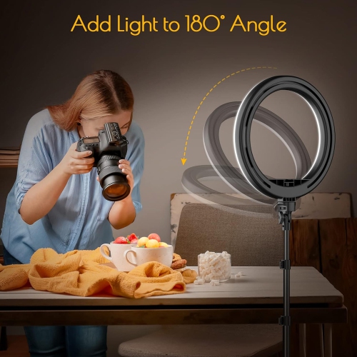 12" Selfie Ring Light with 63" Tripod Stand, Dimmable LED Ring Light with Phone Holder and Wireless Remote, [2-in-1] RGB & Selfie Stick for