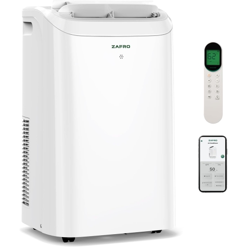 ZAFRO  14, 000 Btu (10000 Btu Sacc) Portable Air Conditioners \w Wifi App Control, 46Db, R32 Eco-Friendly, Fast Cooling In 30S, No Drainage Needed