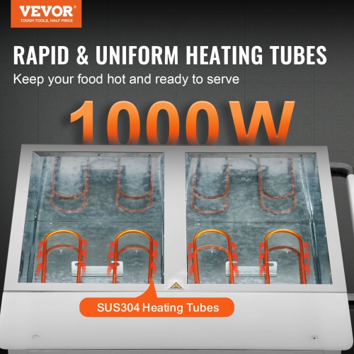 VEVOR 2-Pan Commercial Food Warmer, 2 x 20.6QT Electric Steam Table, 1000W Professional Buffet Catering Food Warmer with 4 Wheels, Food Grade