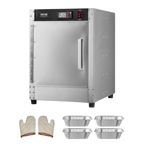 VEVOR 4-Tier Hot Box Food Warmer, Concession Warmer with Water Tray, 4 Pans,Single-door and Adjustable Shelves, Stainless Steel Food Warmer Cabinet,