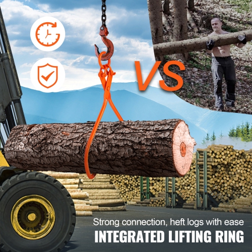 VEVOR 32 inch Log Skidding Tongs,2 Claw Log Lifting Tongs, Heavy Duty Steel Lumber Skidding Tongs, 1543 lbs/700 kg Loading Capacity,Log Lifting,