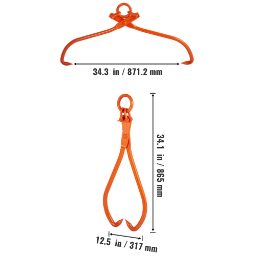 VEVOR 32 inch Log Skidding Tongs,2 Claw Log Lifting Tongs, Heavy Duty Steel Lumber Skidding Tongs, 1543 lbs/700 kg Loading Capacity,Log Lifting,