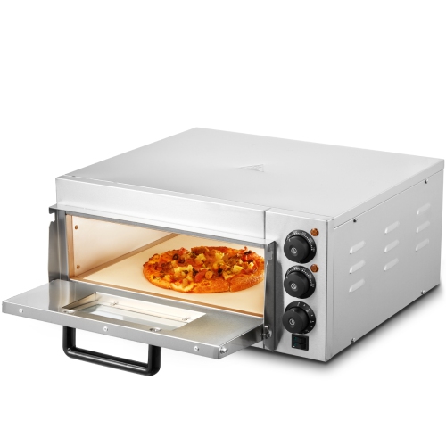VEVOR 14" Commercial Pizza Oven Countertop, Single Deck Layer, Stainless Steel Electric Pizza Oven with Stone and Handle, Multipurpose Pizza Maker