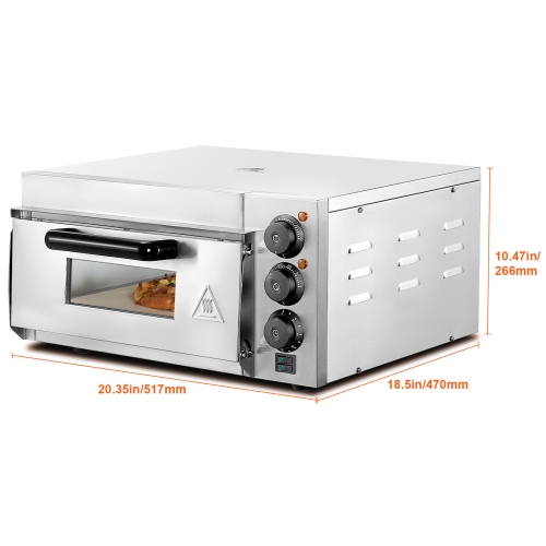 VEVOR 14" Commercial Pizza Oven Countertop, Single Deck Layer, Stainless Steel Electric Pizza Oven with Stone and Handle, Multipurpose Pizza Maker