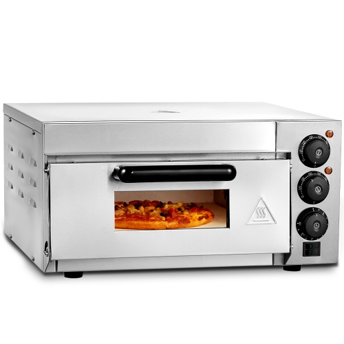 VEVOR 14" Commercial Pizza Oven Countertop, Single Deck Layer, Stainless Steel Electric Pizza Oven with Stone and Handle, Multipurpose Pizza Maker