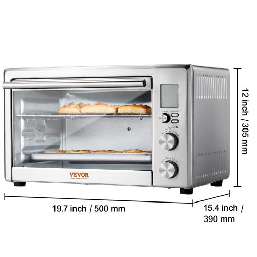 VEVOR 10-IN-1 Convection Oven, 28L/29.6Qt Multifunctional Conventional Oven Countertop, 1800W 4-Tier Toaster with Glass Door, with Trays Wire Racks