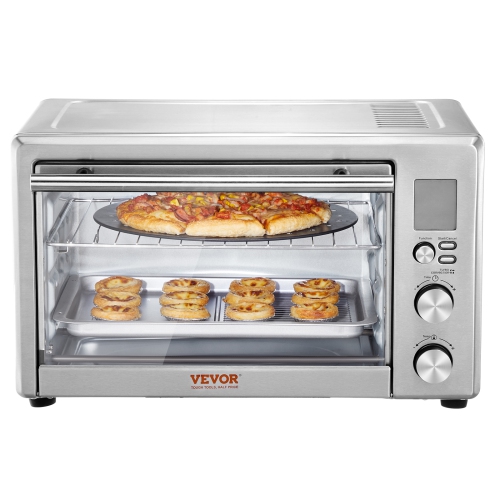 VEVOR 10-IN-1 Convection Oven, 28L/29.6Qt Multifunctional Conventional Oven Countertop, 1800W 4-Tier Toaster with Glass Door, with Trays Wire Racks