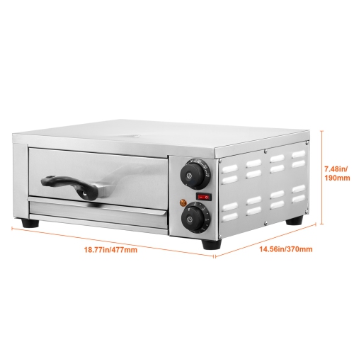 VEVOR 1500W Electric Pizza Oven for Countertops, 12-inch, with Temp Control & 0-120 Min Timer, Even Baking Technology & Easy Clean Crumb Tray, for