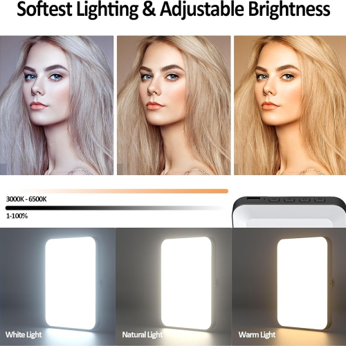 Rechargeable Selfie Light, Clip Fill Light for Phone Laptop Tablet Portable Light for Video Conference Live Streaming Zoom Call Makeup Picture