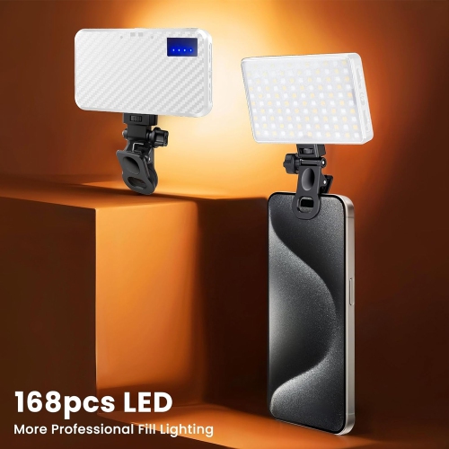 168 LED Rechargeable Selfie Light & Phone Light Clip for iPhone,Phone Light with Adjustable Brightness, Perfect for Selfies,Live Streaming & Video
