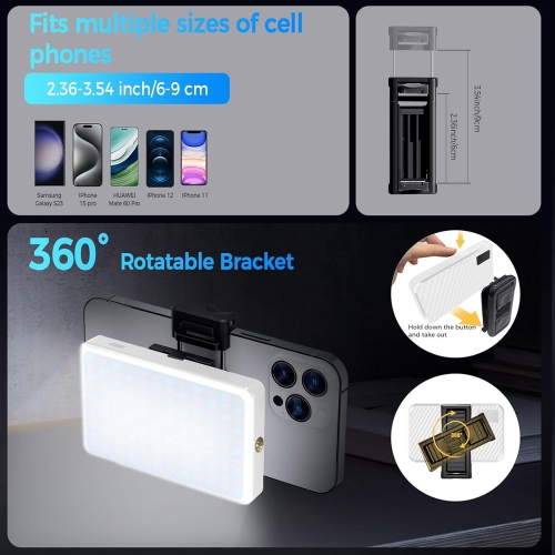 168 LED Rechargeable Selfie Light & Phone Light Clip for iPhone,Phone Light with Adjustable Brightness, Perfect for Selfies,Live Streaming & Video