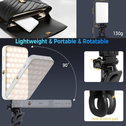 168 LED Rechargeable Selfie Light & Phone Light Clip for iPhone,Phone Light with Adjustable Brightness, Perfect for Selfies,Live Streaming & Video