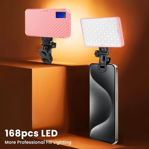 168 LED Rechargeable Selfie Light & Phone Light Clip for iPhone,Phone Light with Adjustable Brightness, Perfect for Selfies,Live Streaming & Video