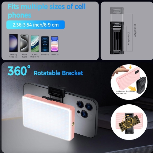 168 LED Rechargeable Selfie Light & Phone Light Clip for iPhone,Phone Light with Adjustable Brightness, Perfect for Selfies,Live Streaming & Video
